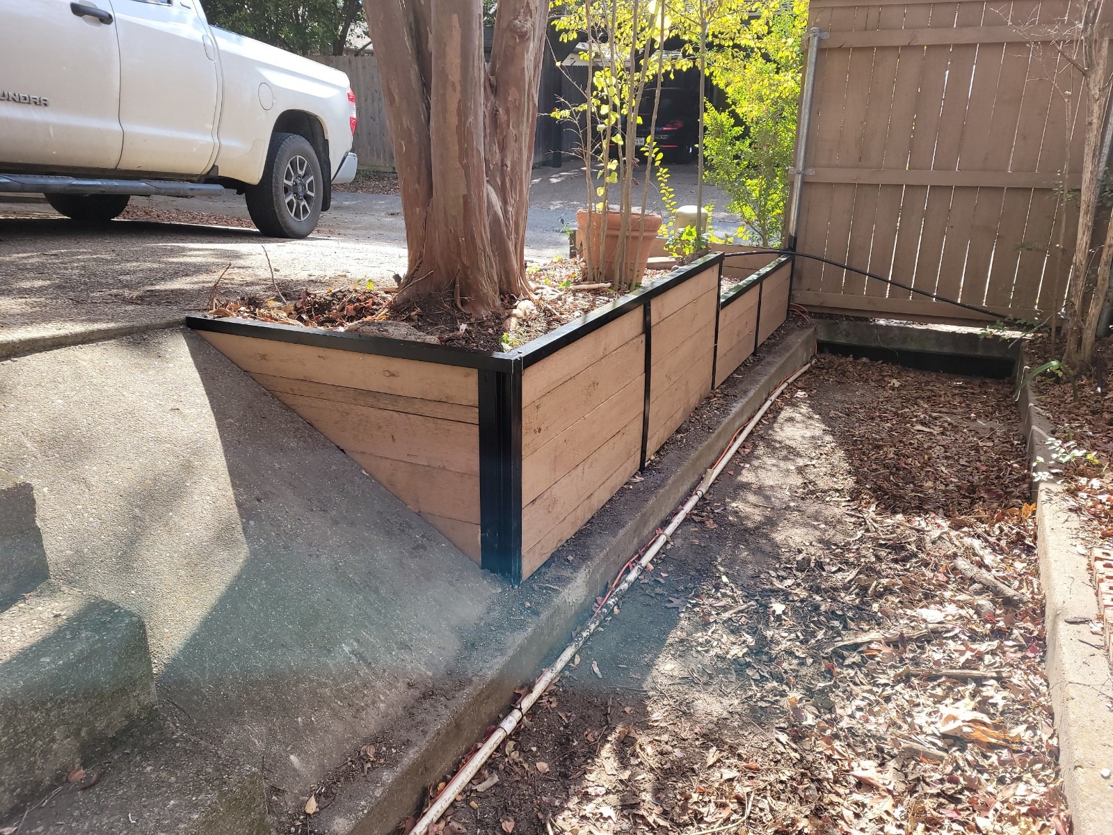 Wood Retaining Wall Corner Detail — Temple, TX